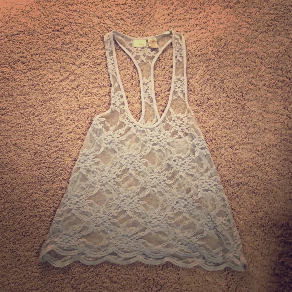 Baby blue lace tank